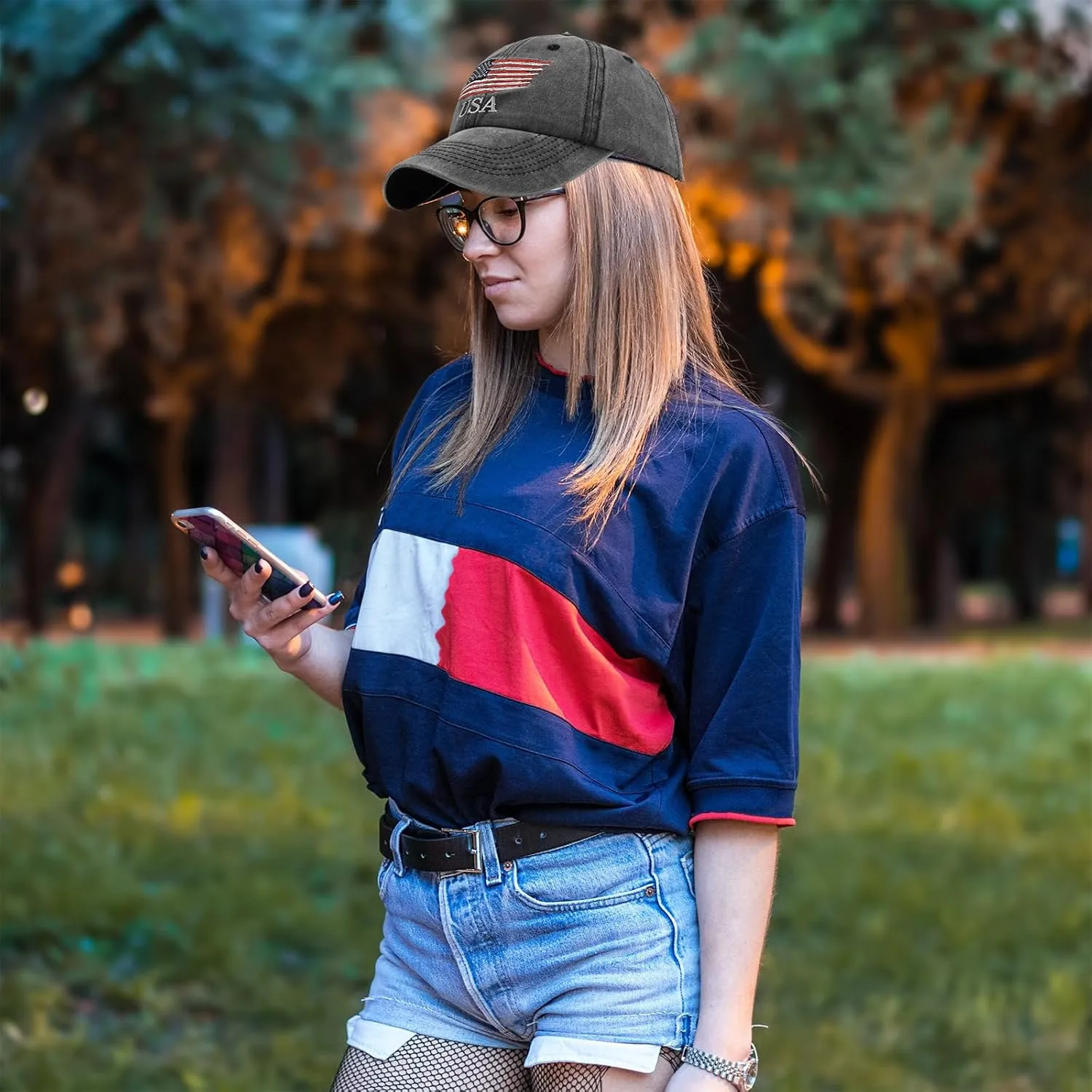 American Flag Hats for Women Men Baseball Cap Patriotic USA hat Men Women 4th of July Trucker Adjustable Ponytail