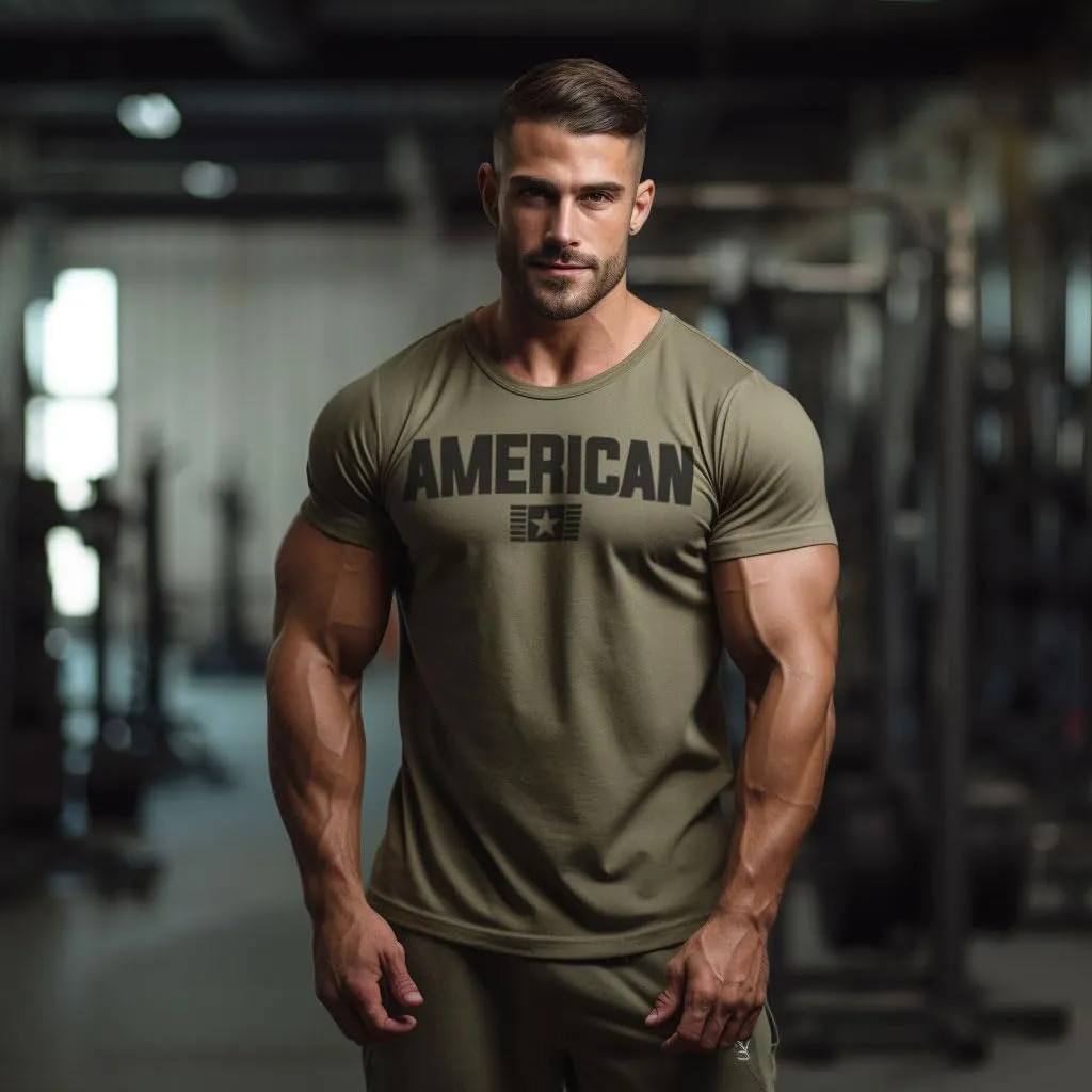 American Patriotic Shirts for Men, Warrior Pendant & Military Style T-Shirt Set