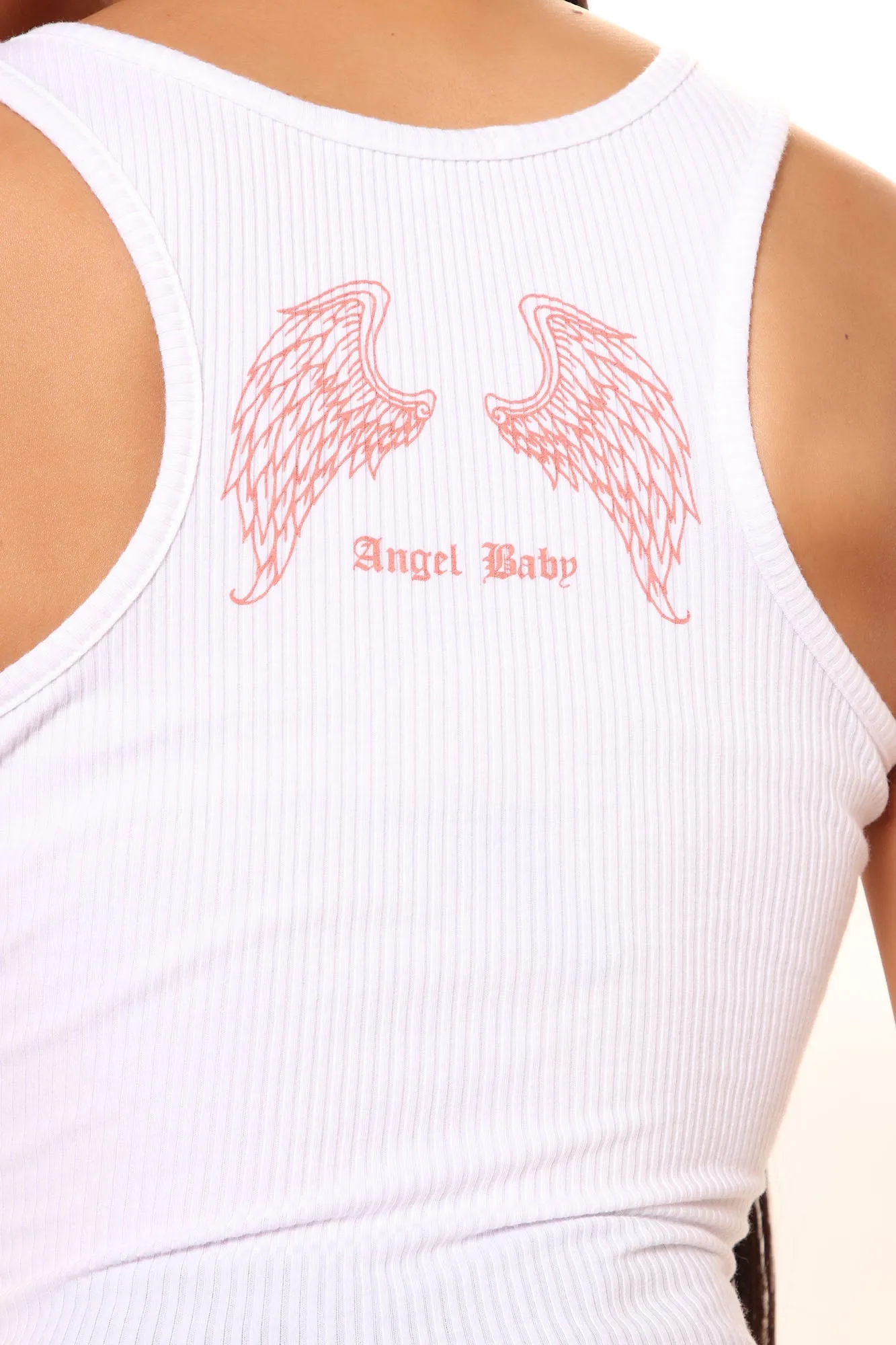 Angel Wings Racer Back Tank - White