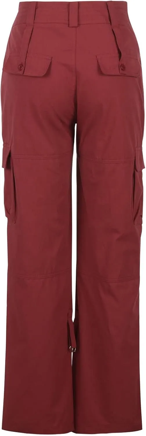 Anjikang Women's Baggy Cargo Pants Y2K Teen Girls Trendy Low Waist Parachute Pants Wide Leg Trousers Hiking Pants with Pocket