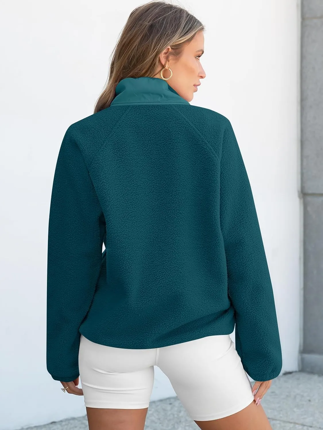 ANRABESS Women Fleece Sherpa Pullover Sweatshirt Cropped Loose Fuzzy Jacket Soft Button Down Winter Outerwear with Pockets