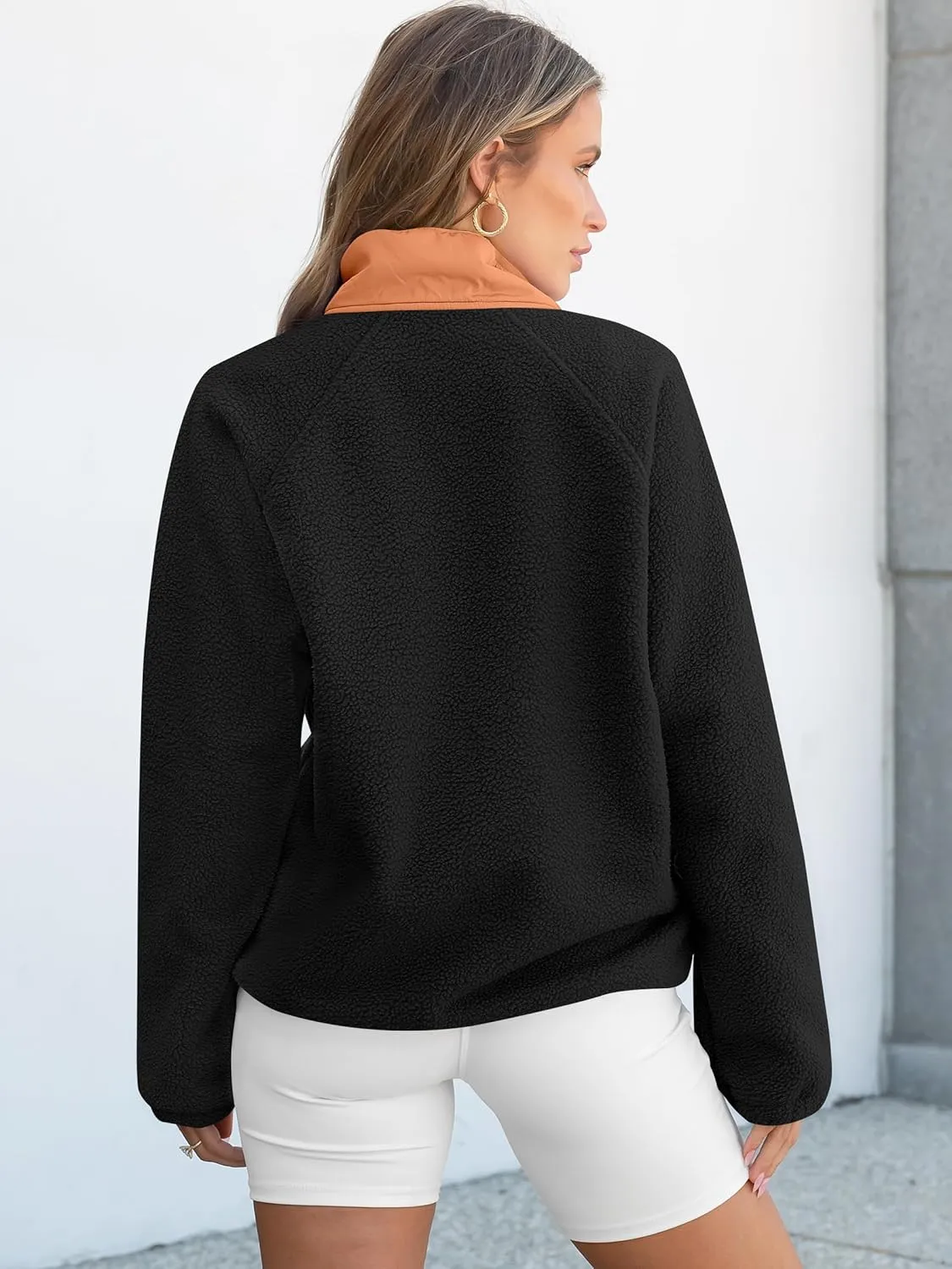 ANRABESS Women Fleece Sherpa Pullover Sweatshirt Cropped Loose Fuzzy Jacket Soft Button Down Winter Outerwear with Pockets