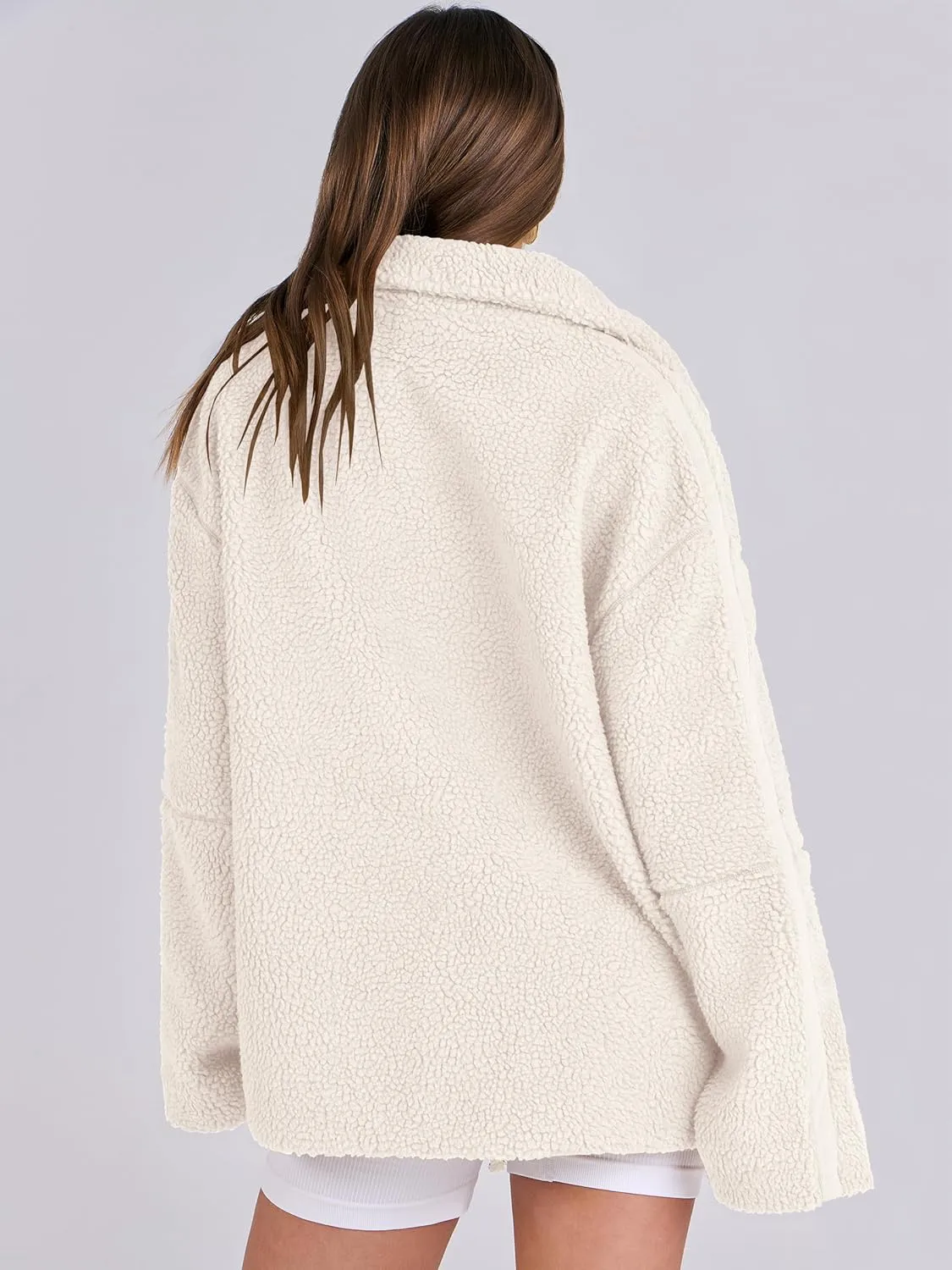 ANRABESS Womens Fleece Jacket Oversized Zip Up Sherpa Fuzzy Casual Coats Winter Fall Outerwear 2024 Clothes with Pockets