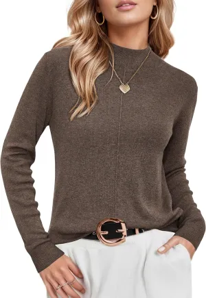 Arach&Cloz Womens Spring 2025 Sweater Tops Business Casual Outfits Work Mock Neck Long Sleeve Turtleneck Dressy Pullover