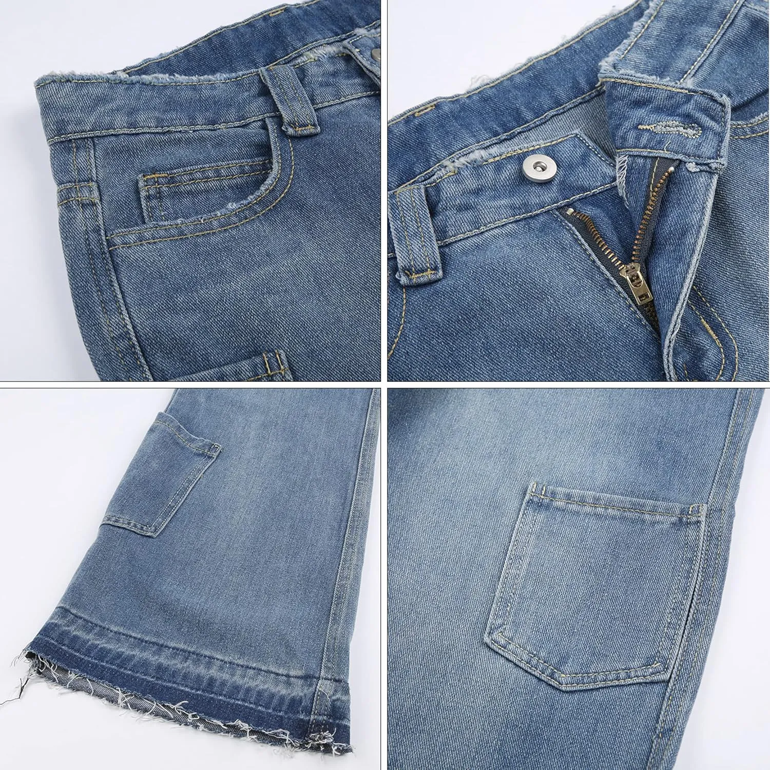 AULKEEP Casual Loose Hip Hop Pants Womens Harem High Waist Jeans Irregular Pockets Zipper Harajuku Trousers