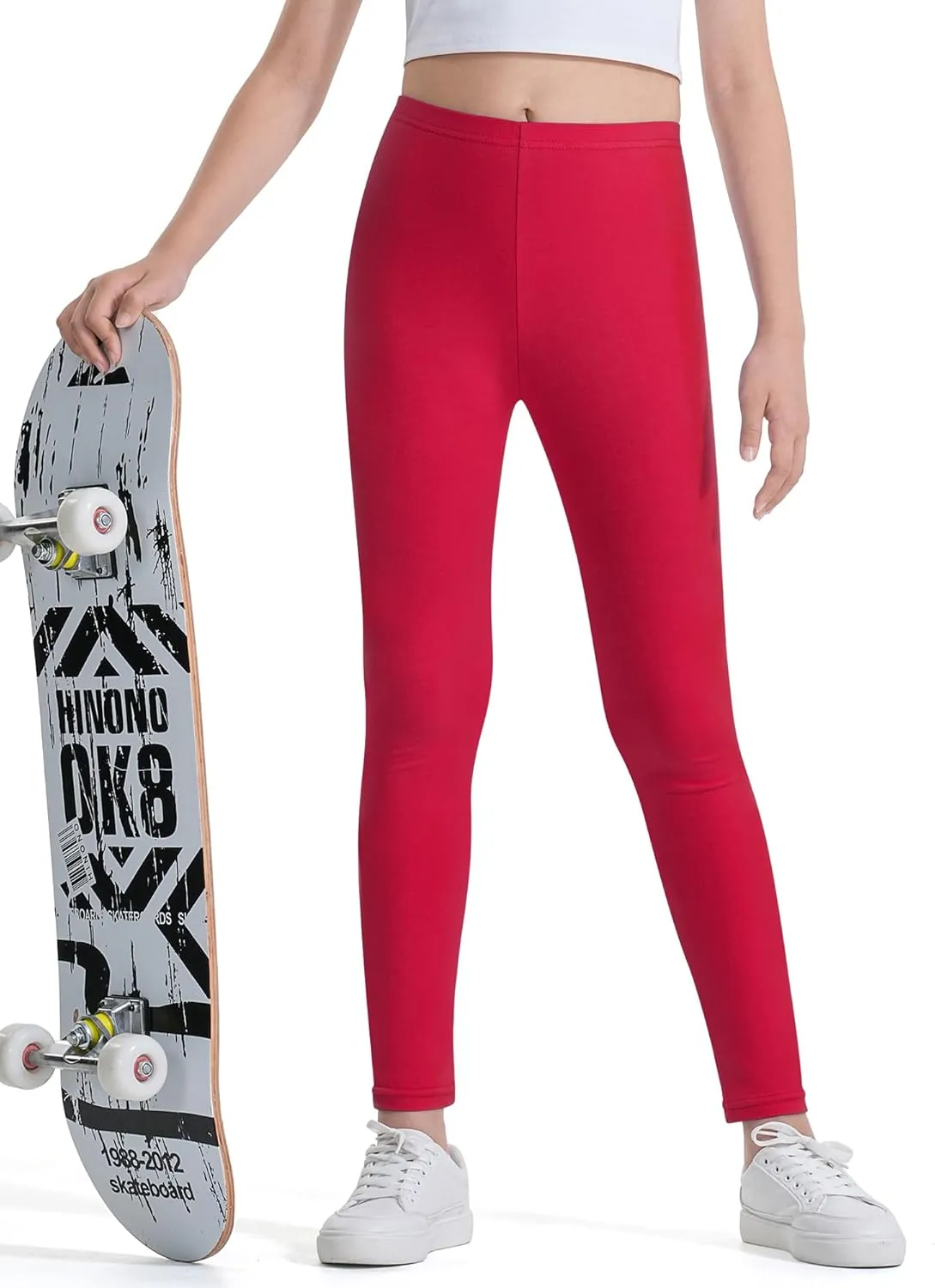 Auranso Kids Girls Leggings Full Length Cotton Tights Pants 4-14 Years