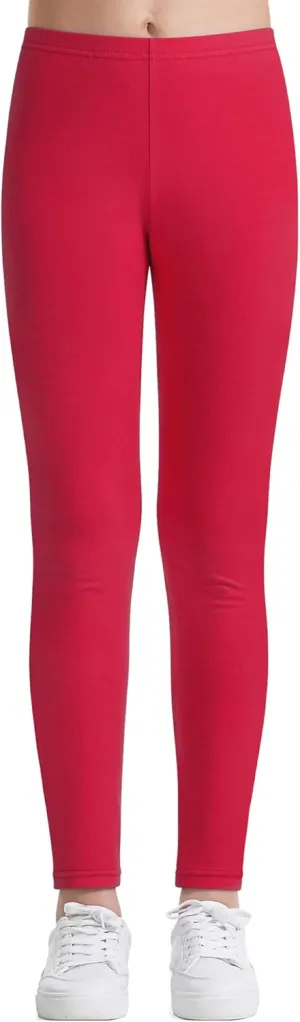 Auranso Kids Girls Leggings Full Length Cotton Tights Pants 4-14 Years