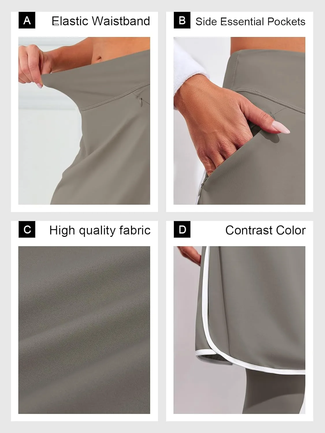 Aurgelmir Women's Knee Length Tennis Golf Skirts with Capri Pants Workout Yoga Skirted Leggings Athletic Skorts Pants
