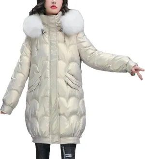 Autumn Winter Hooded Fur Collar Long Parkas Mujer Thick Warm Down Cotton Padded Jacket Casual Hoodies Coat