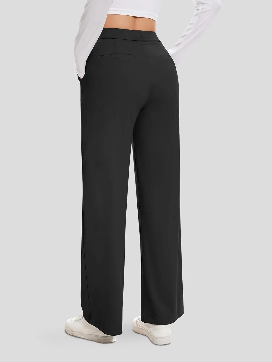 AVAMO Womens Dress Pants Wide Leg Pull On Stretchy Work Pants Women High Waisted Business Casual Trousers with Pockets