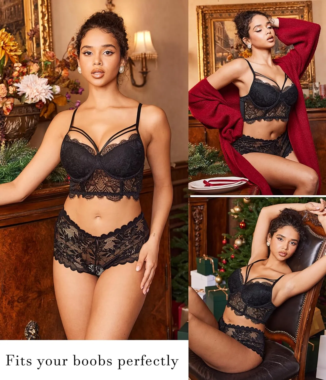 Avidlove Lace Bralette for Women V Neck Camisoles Adjustable Strap Two Layer Crop Top Bustier Tops