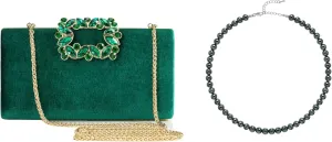 BABEYOND Clutch Purses for Women - Velvet Evening Bag Crystal Embellished Handbag for Bride Party Prom Wedding Round Imitation Pearl Necklace Wedding Pearl Necklace for Brides