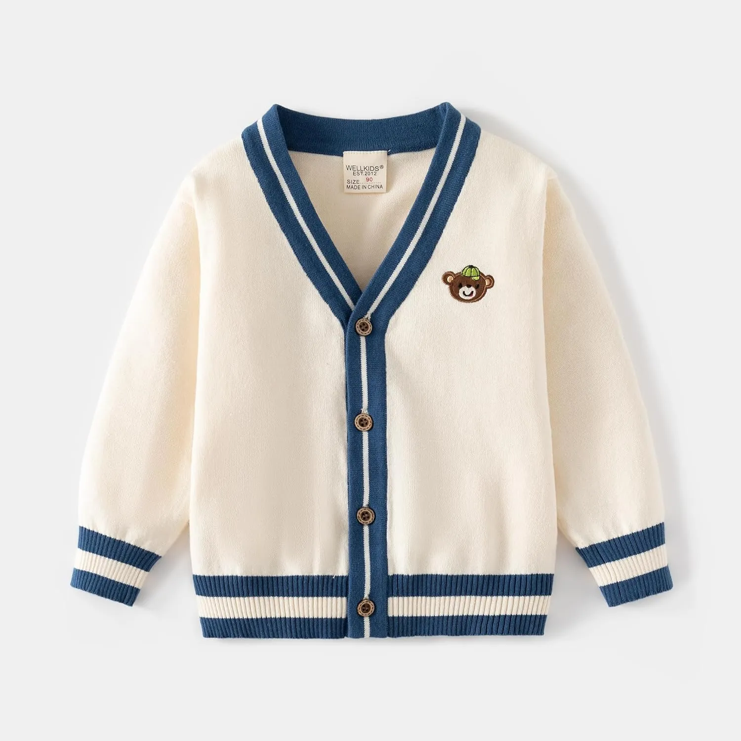 Baby Boys Girls Button Up Cardigan Sweater Dinosaur Full-Zip Long Sleeve V Neck Cartoon Embroidery Coat