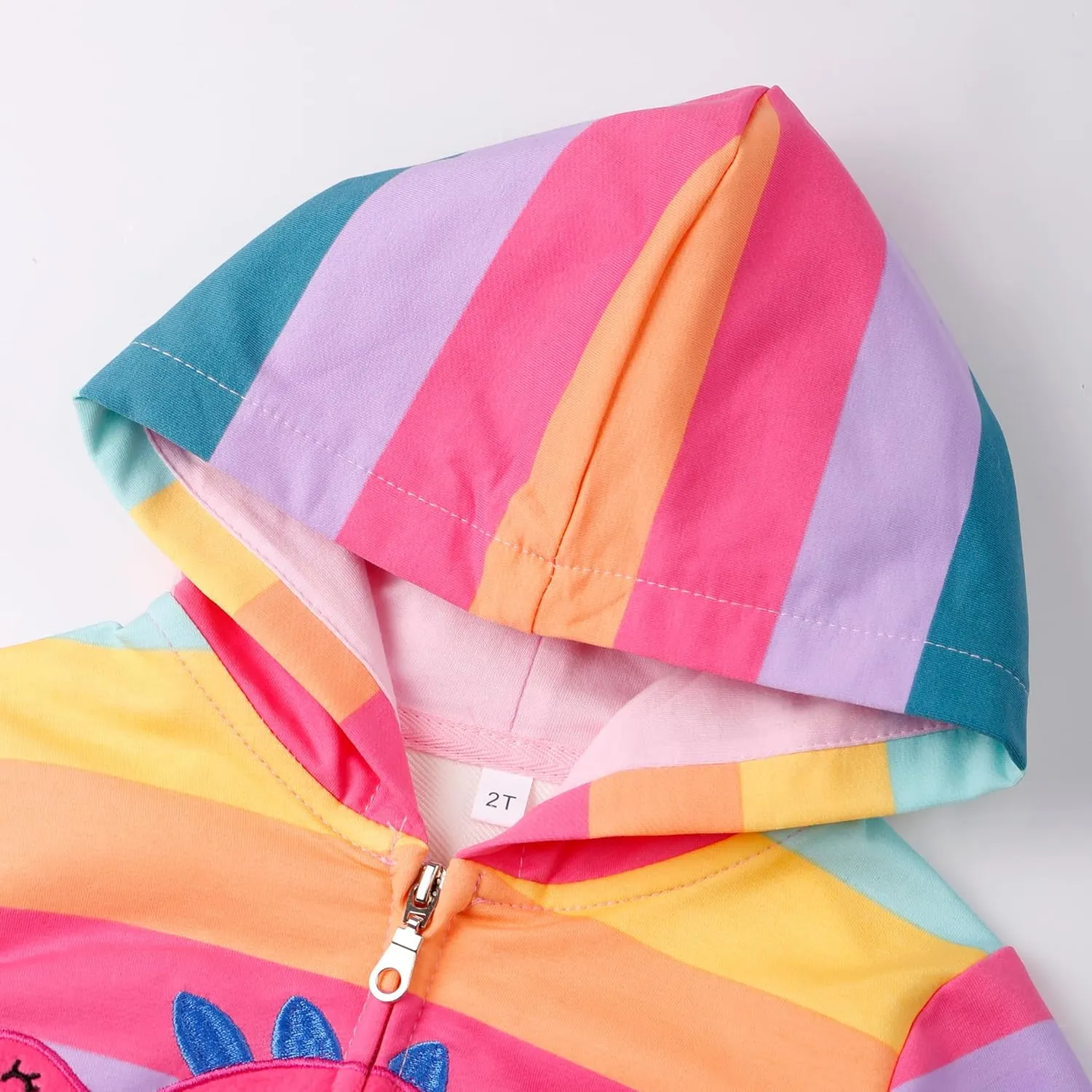 Baby Girl Zip-up Jacket Rainbow Unicorn Cotton Hoodie Sweatshirt Toddler Fall Coat Kids Winter Outfits Outerwear 2t-7t