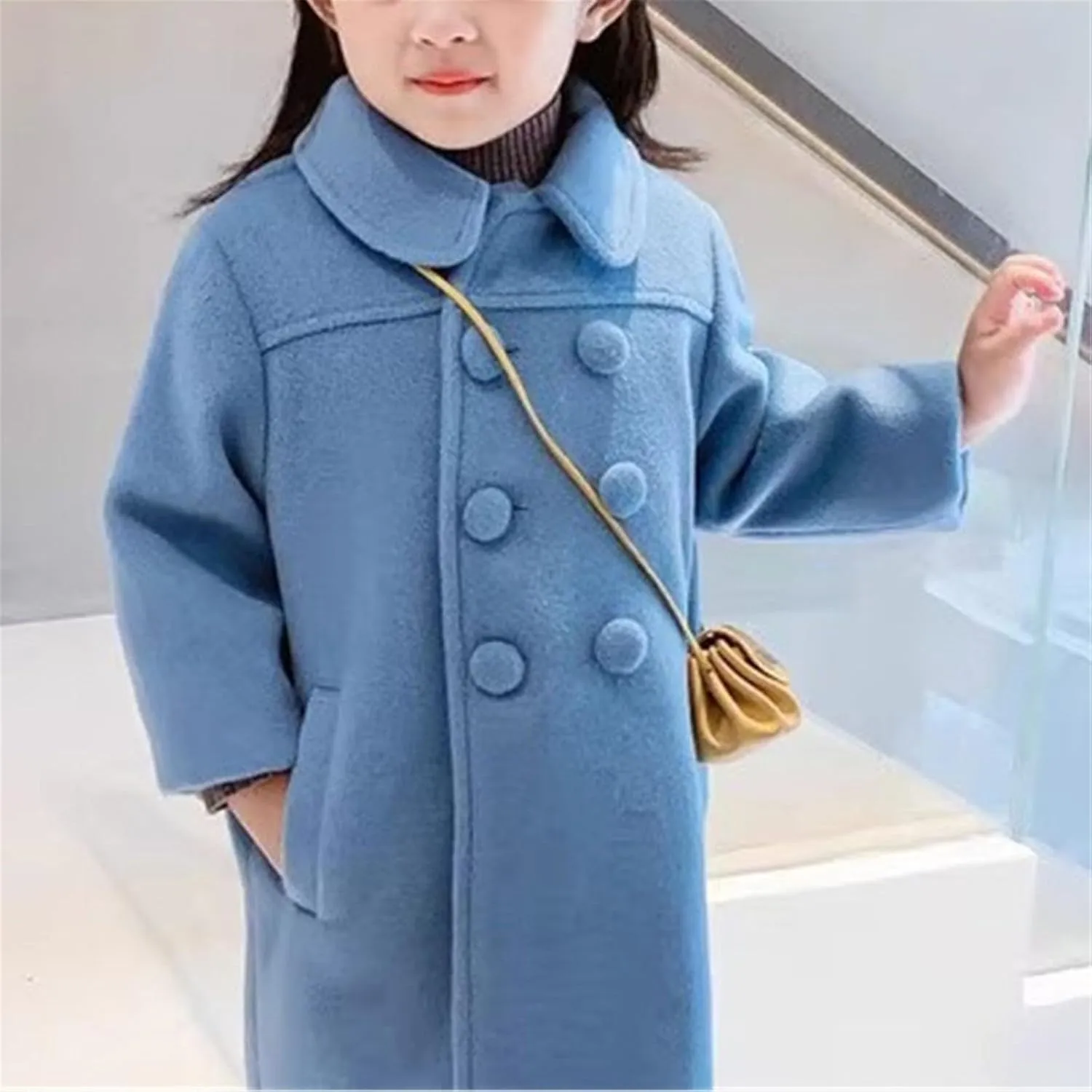 Baby Girls Dress Coat Big Kids Jacket Long Button Peacoat Trench Spring Outerwear Pocket Girls Jacket Vest Child Clothes