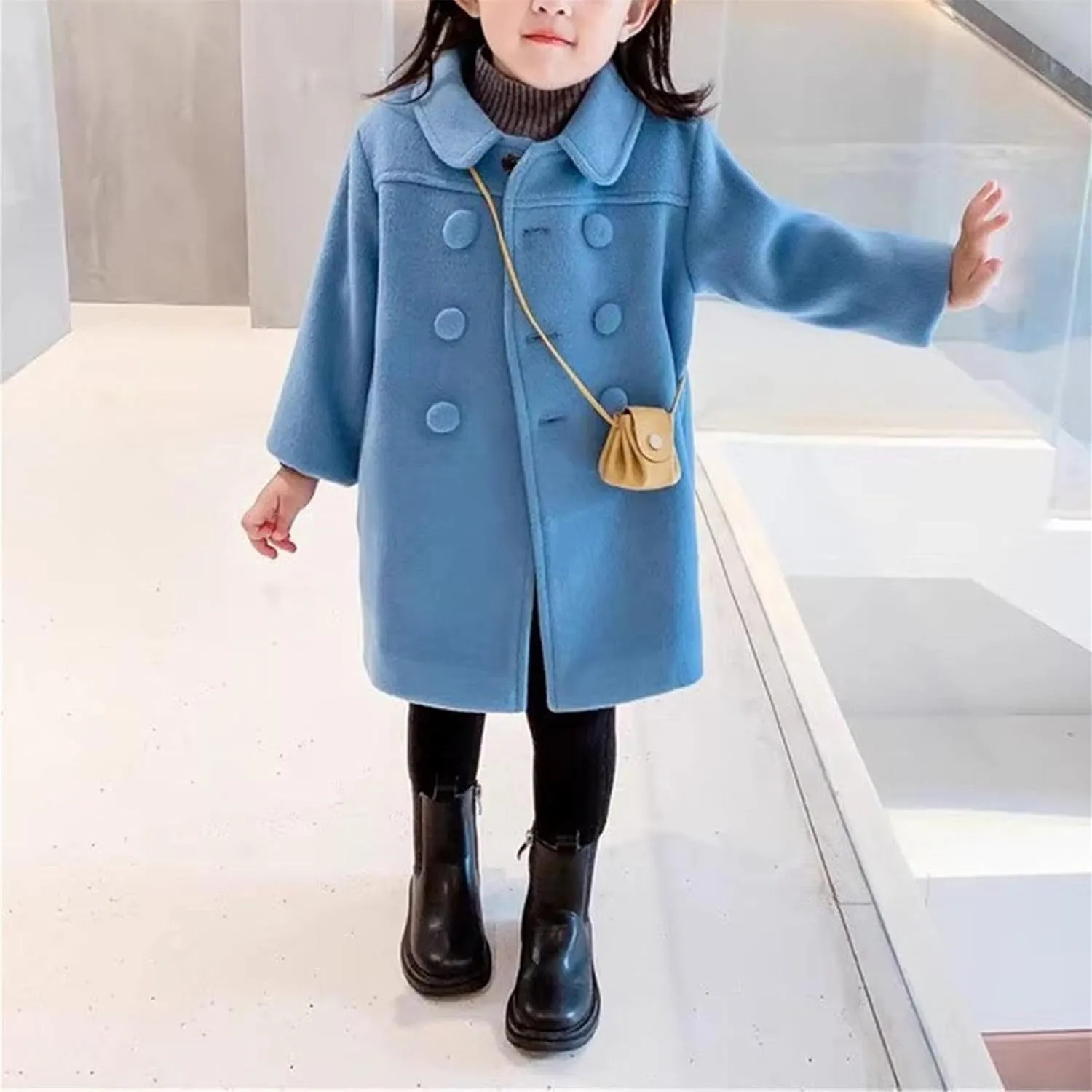 Baby Girls Dress Coat Big Kids Jacket Long Button Peacoat Trench Spring Outerwear Pocket Girls Jacket Vest Child Clothes