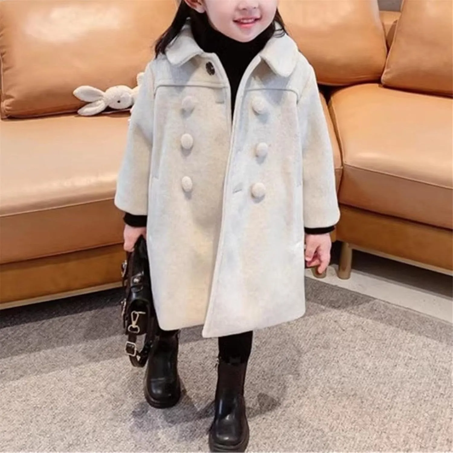 Baby Girls Dress Coat Big Kids Jacket Long Button Peacoat Trench Spring Outerwear Pocket Girls Jacket Vest Child Clothes