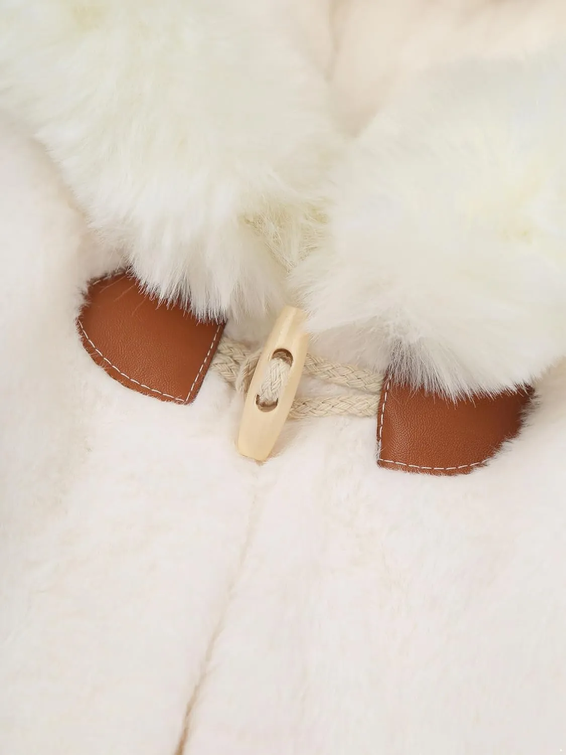 Baby Kids Girls Winter Warm Thicken Hooded Cape Faux Fur Fleece Cloak Coat Outwear Shawl