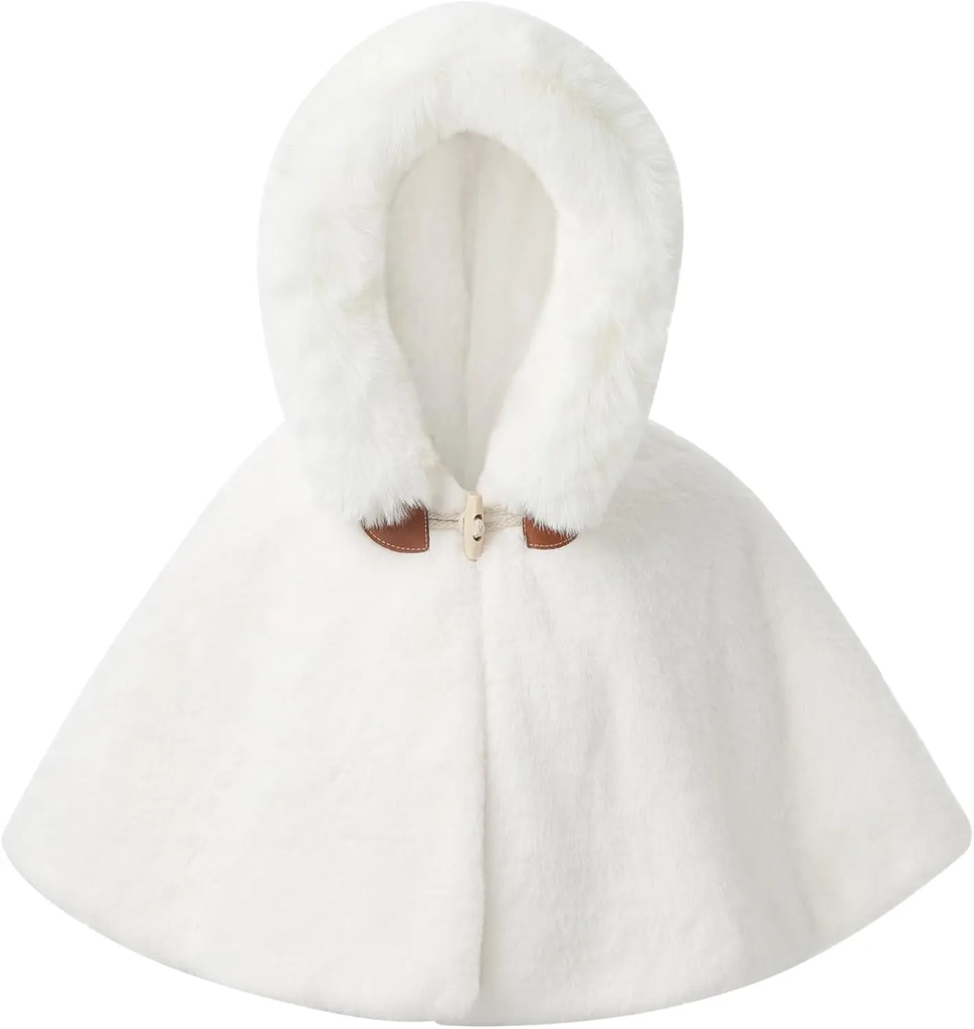 Baby Kids Girls Winter Warm Thicken Hooded Cape Faux Fur Fleece Cloak Coat Outwear Shawl