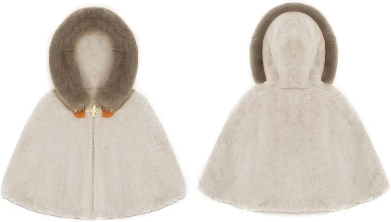 Baby Kids Girls Winter Warm Thicken Hooded Cape Faux Fur Fleece Cloak Coat Outwear Shawl