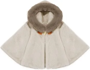 Baby Kids Girls Winter Warm Thicken Hooded Cape Faux Fur Fleece Cloak Coat Outwear Shawl