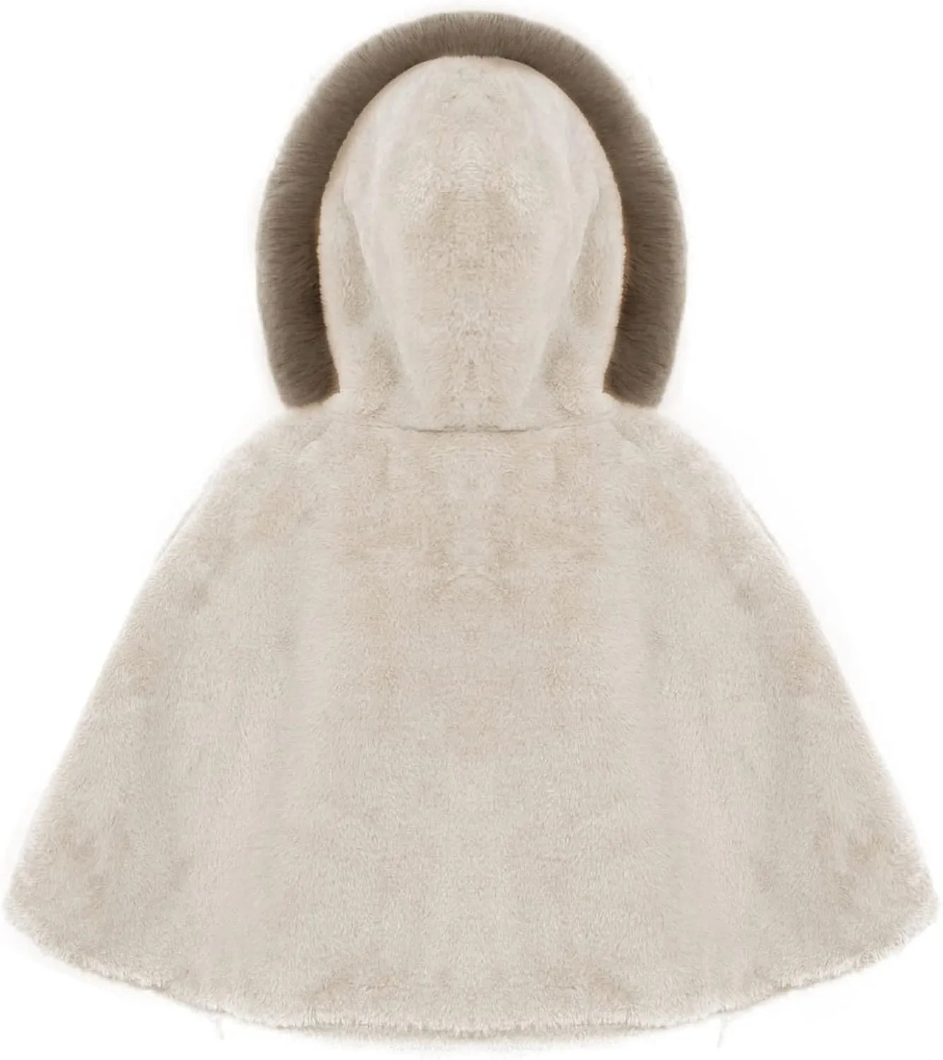 Baby Kids Girls Winter Warm Thicken Hooded Cape Faux Fur Fleece Cloak Coat Outwear Shawl