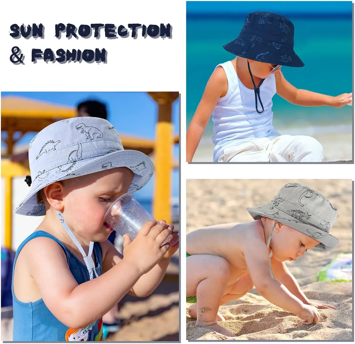Baby Sun Hat for Boy Girl Toddler,Kids Summer UPF 50  UV Protection Hat Wide Brim Beach Bucket Cap