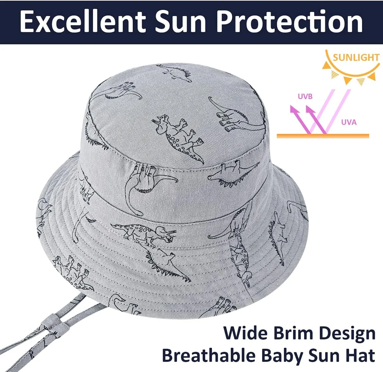 Baby Sun Hat for Boy Girl Toddler,Kids Summer UPF 50  UV Protection Hat Wide Brim Beach Bucket Cap