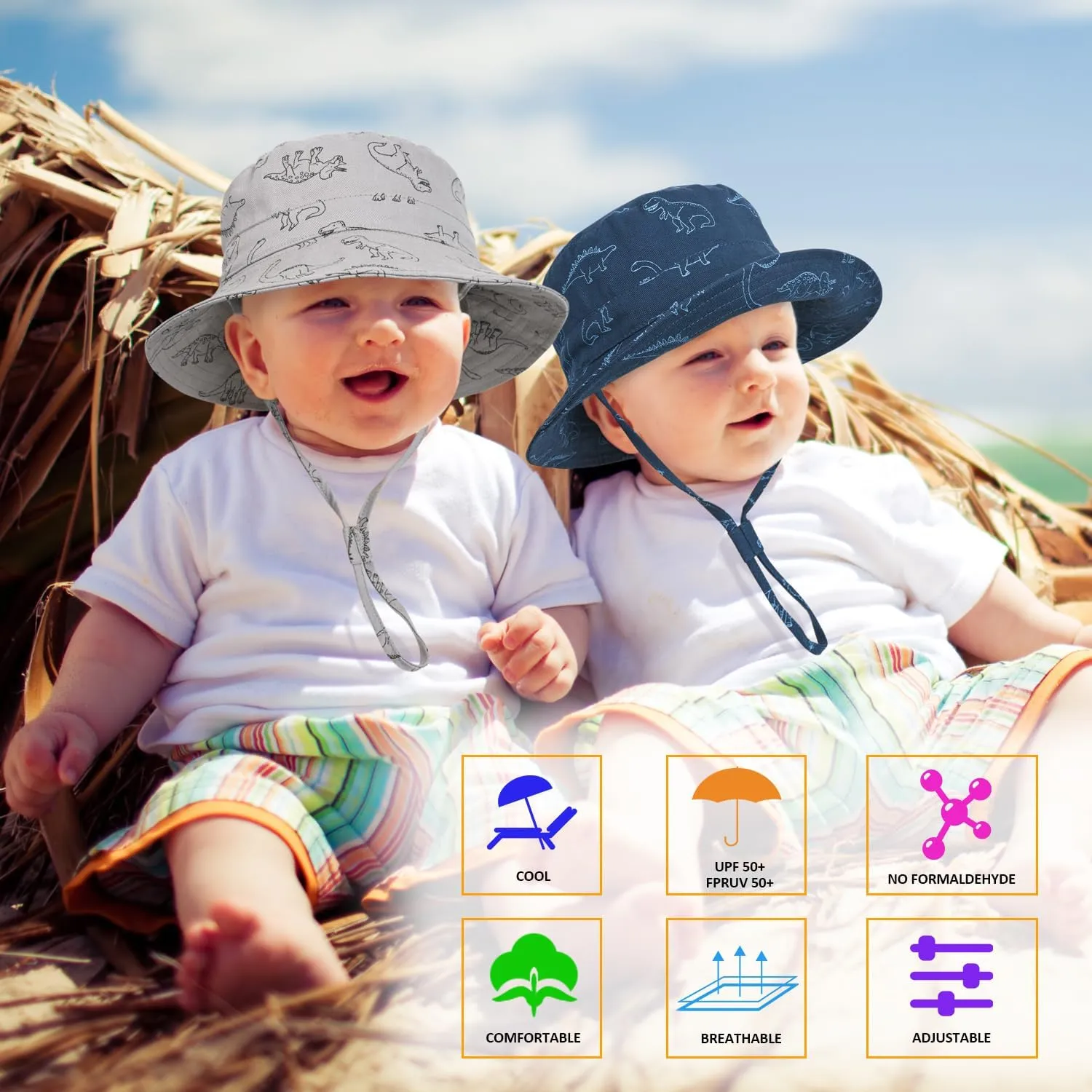 Baby Sun Hat for Boy Girl Toddler,Kids Summer UPF 50  UV Protection Hat Wide Brim Beach Bucket Cap