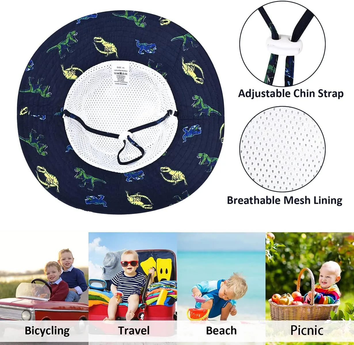 Baby Sun Hat for Boy Girl Toddler,Kids Summer UPF 50  UV Protection Hat Wide Brim Beach Bucket Cap