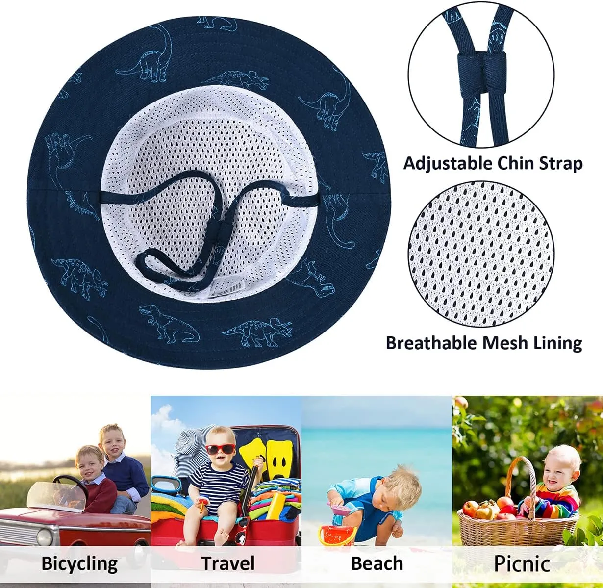 Baby Sun Hat for Boy Girl Toddler,Kids Summer UPF 50  UV Protection Hat Wide Brim Beach Bucket Cap