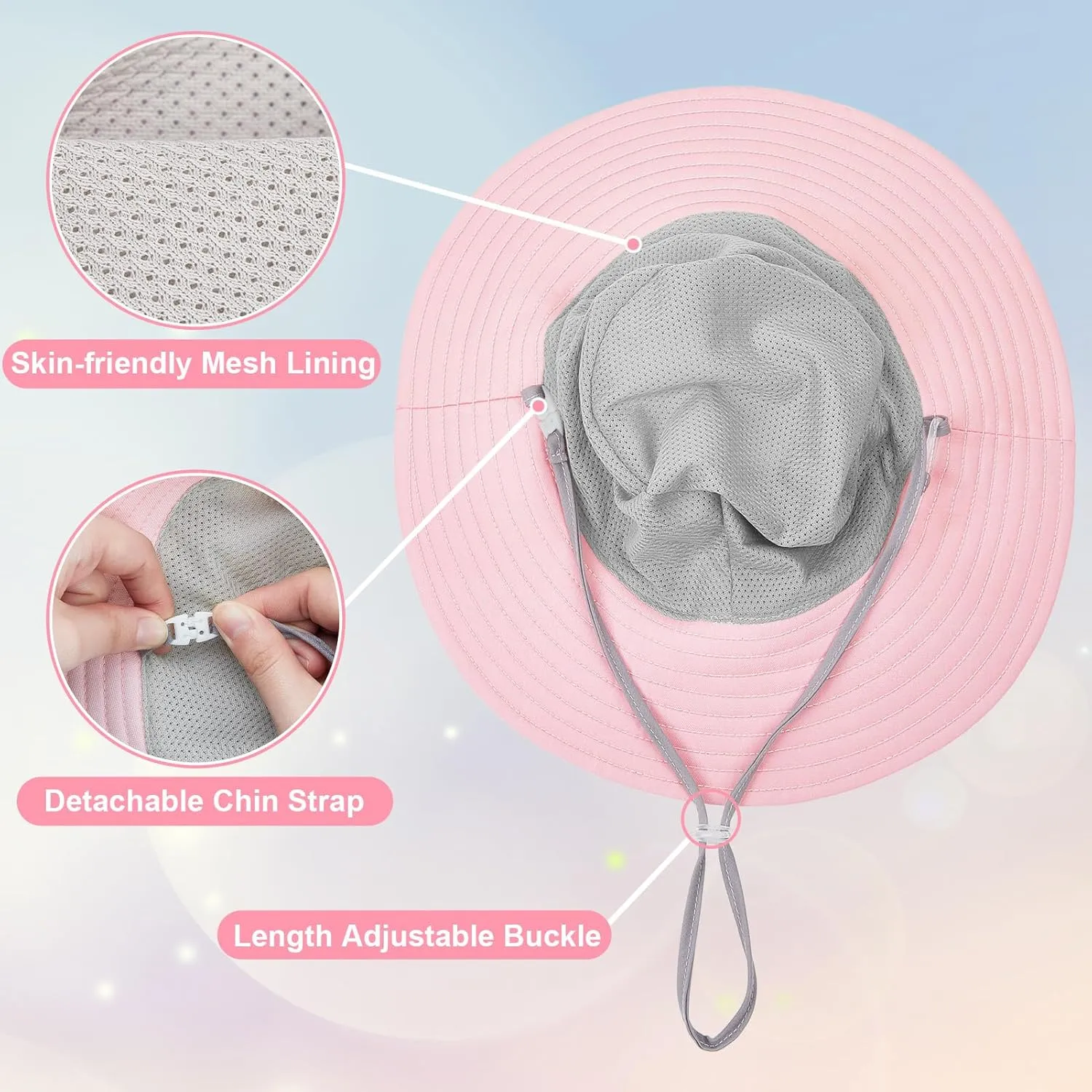 Baby Sun Hat for Toddler Mesh Bucket Hat Toddler UV Protection Beach Hat Kids Foldable Fishing Hat 3-24 Months