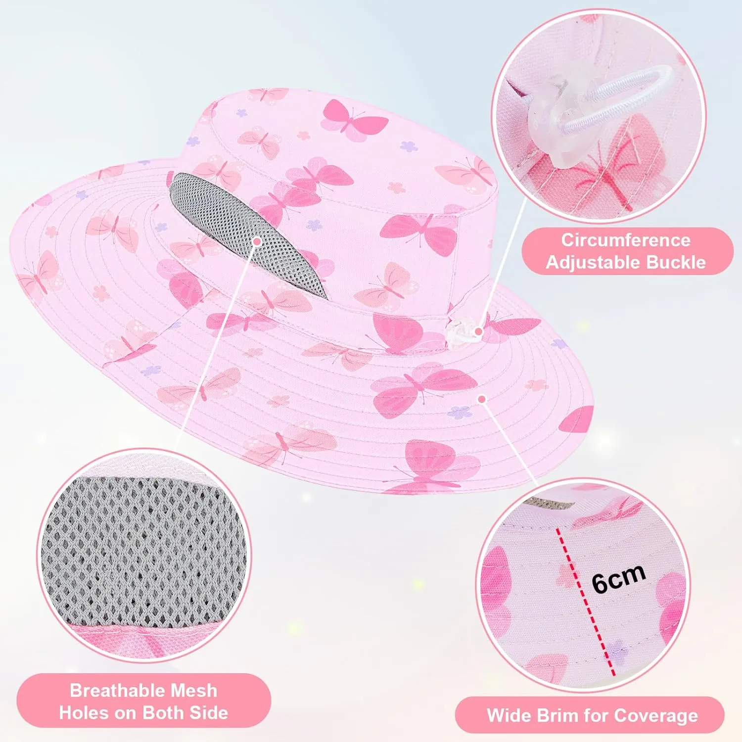 Baby Sun Hat for Toddler Mesh Bucket Hat Toddler UV Protection Beach Hat Kids Foldable Fishing Hat 3-24 Months