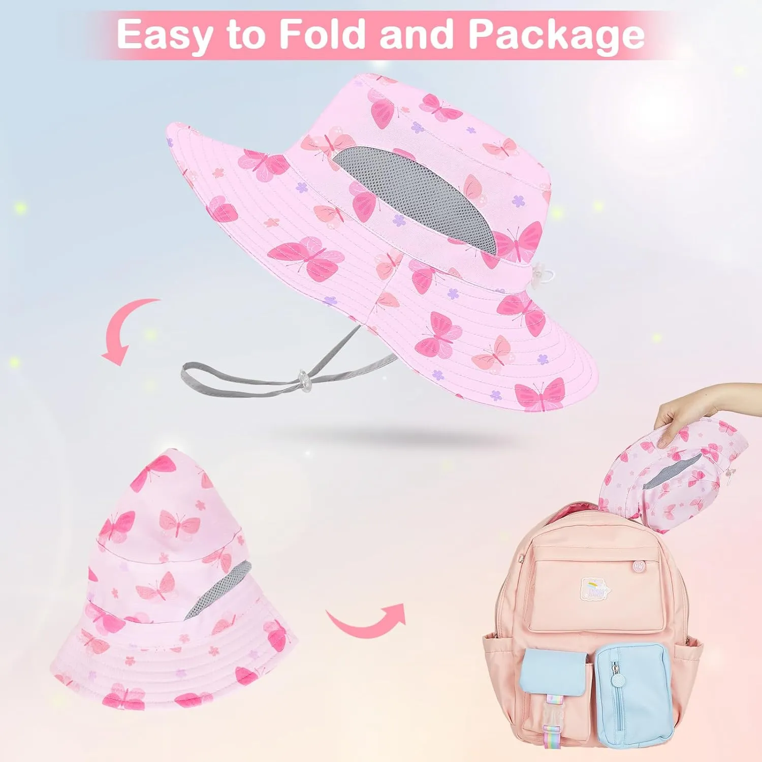 Baby Sun Hat for Toddler Mesh Bucket Hat Toddler UV Protection Beach Hat Kids Foldable Fishing Hat 3-24 Months