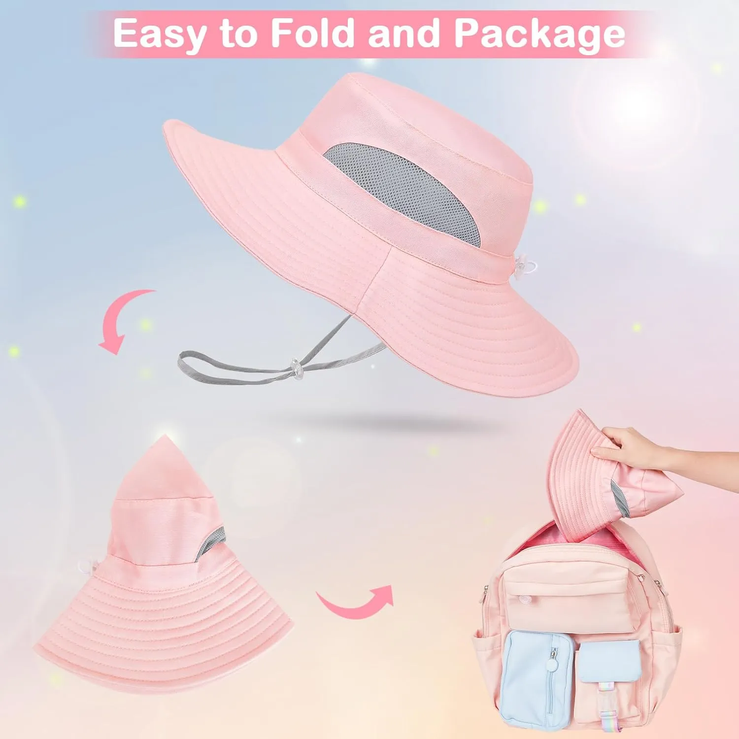 Baby Sun Hat for Toddler Mesh Bucket Hat Toddler UV Protection Beach Hat Kids Foldable Fishing Hat 3-24 Months