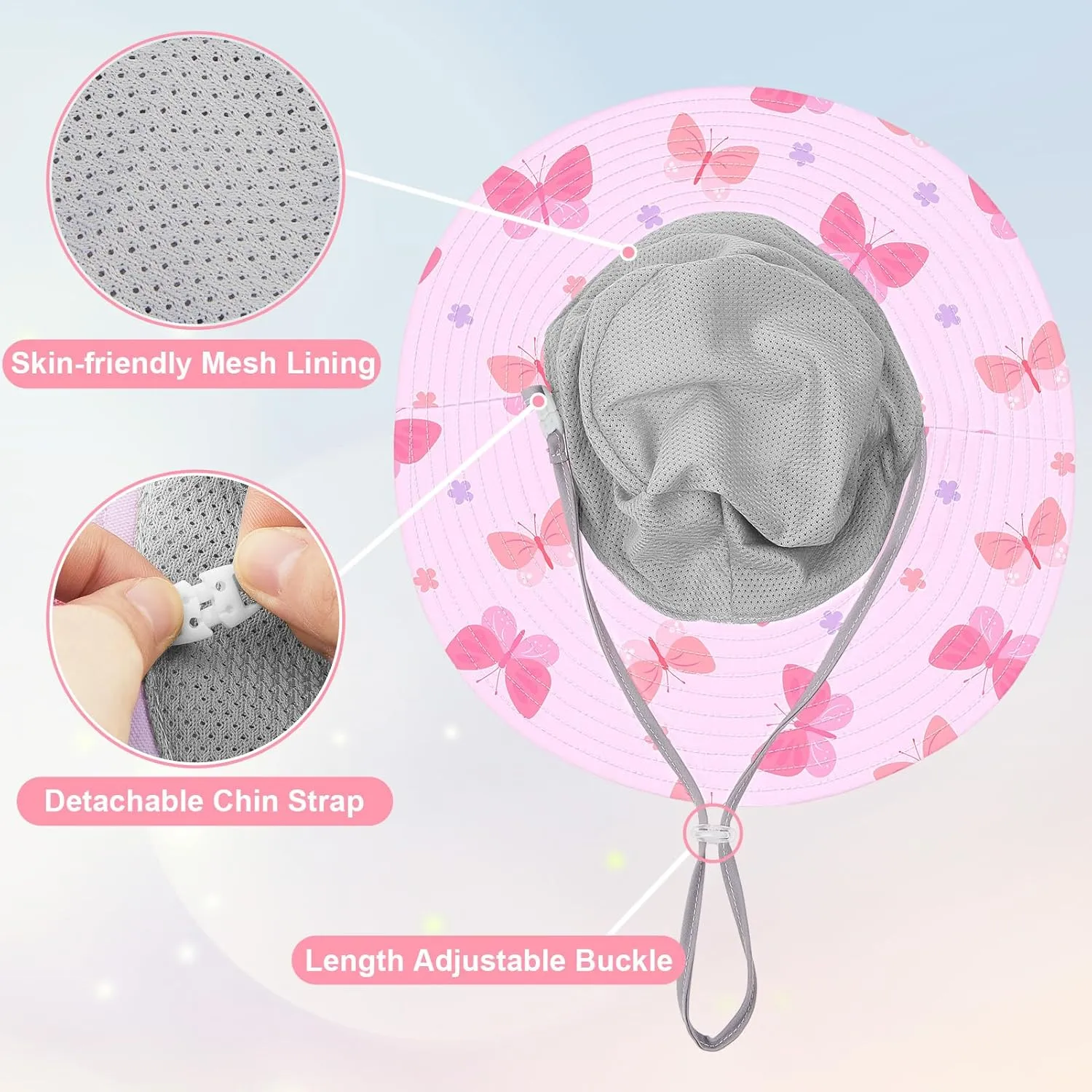 Baby Sun Hat for Toddler Mesh Bucket Hat Toddler UV Protection Beach Hat Kids Foldable Fishing Hat 3-24 Months