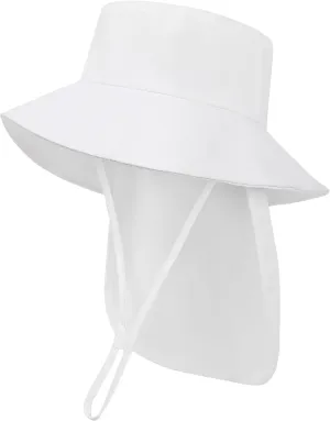 Baby Sun Hat Toddler Bucket Hats with Removable Neck Flap for Boys Girls Kids with Wide Brim Summer Beach UPF 50 