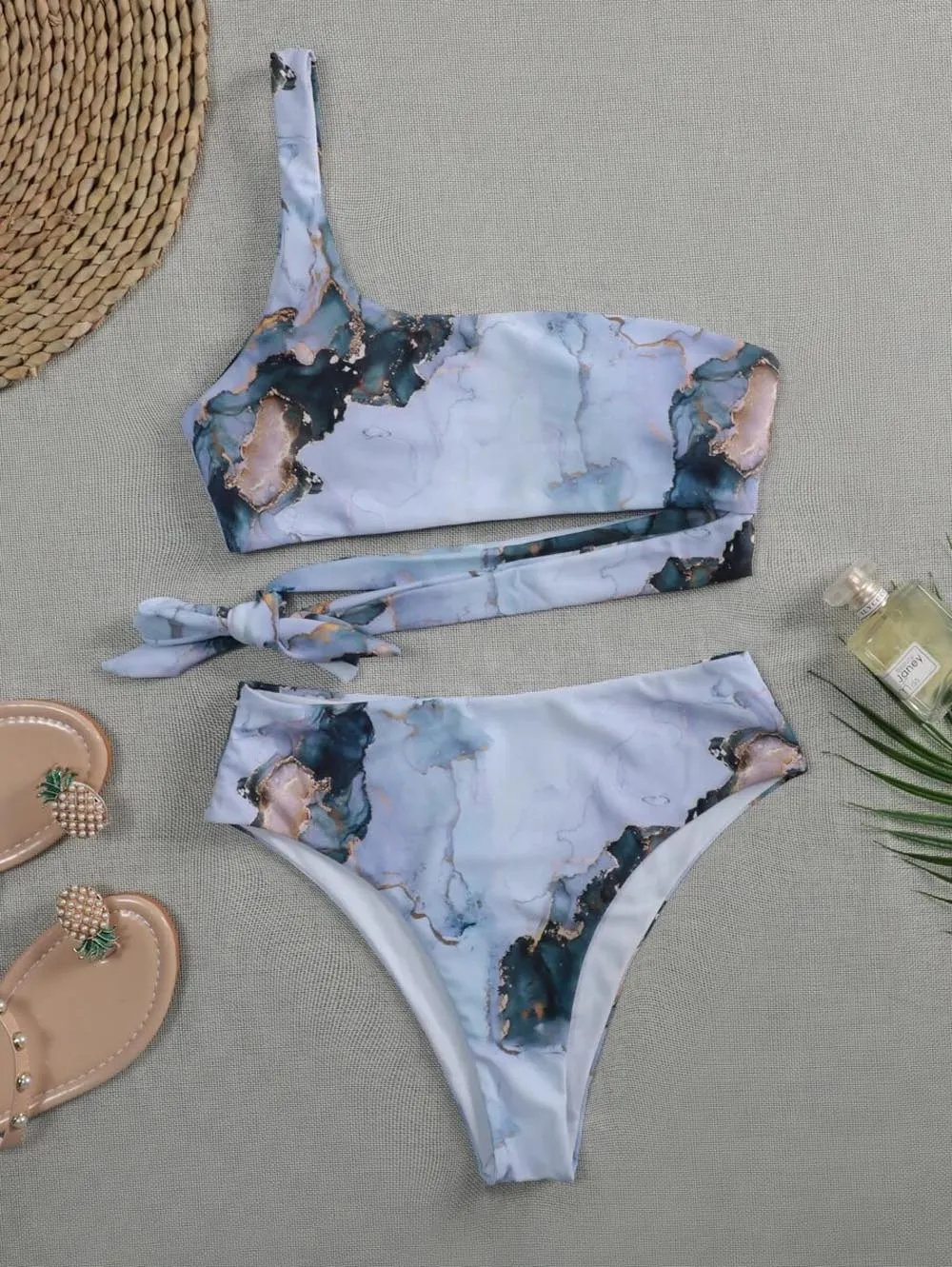 Bandeau Push up Bikinis marble print