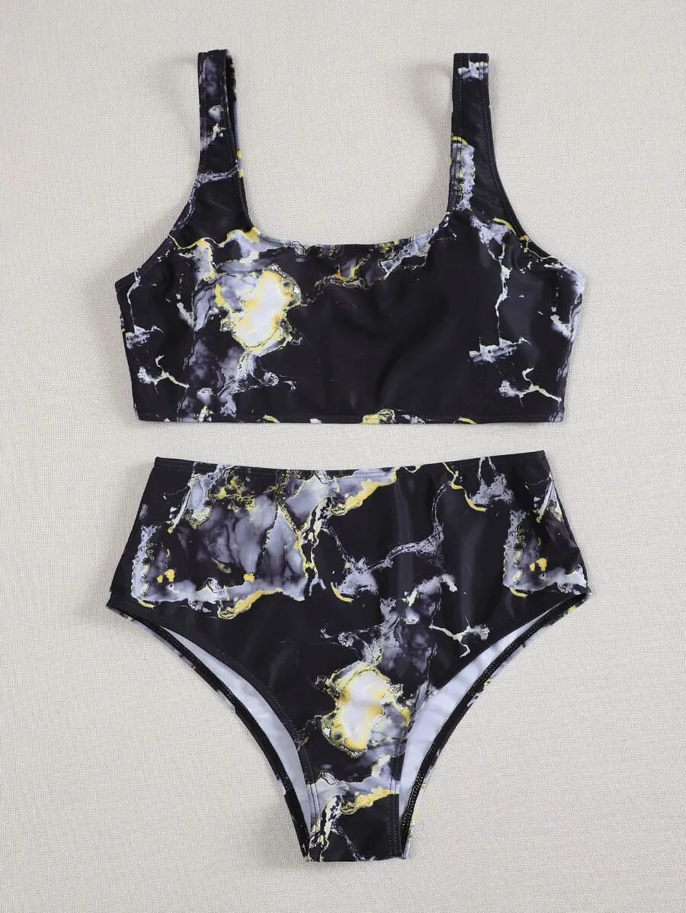 Bandeau Push up Bikinis marble print