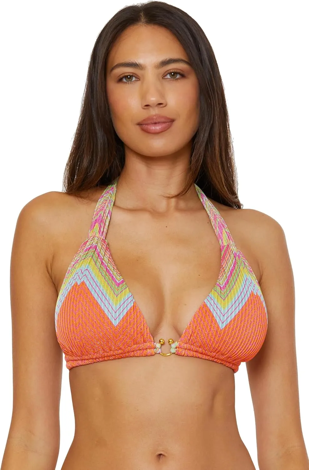 BECCA Women's Summer Sunrise Triangle Bikini Top, Adjustable, Tie Back, Swimwear Separates