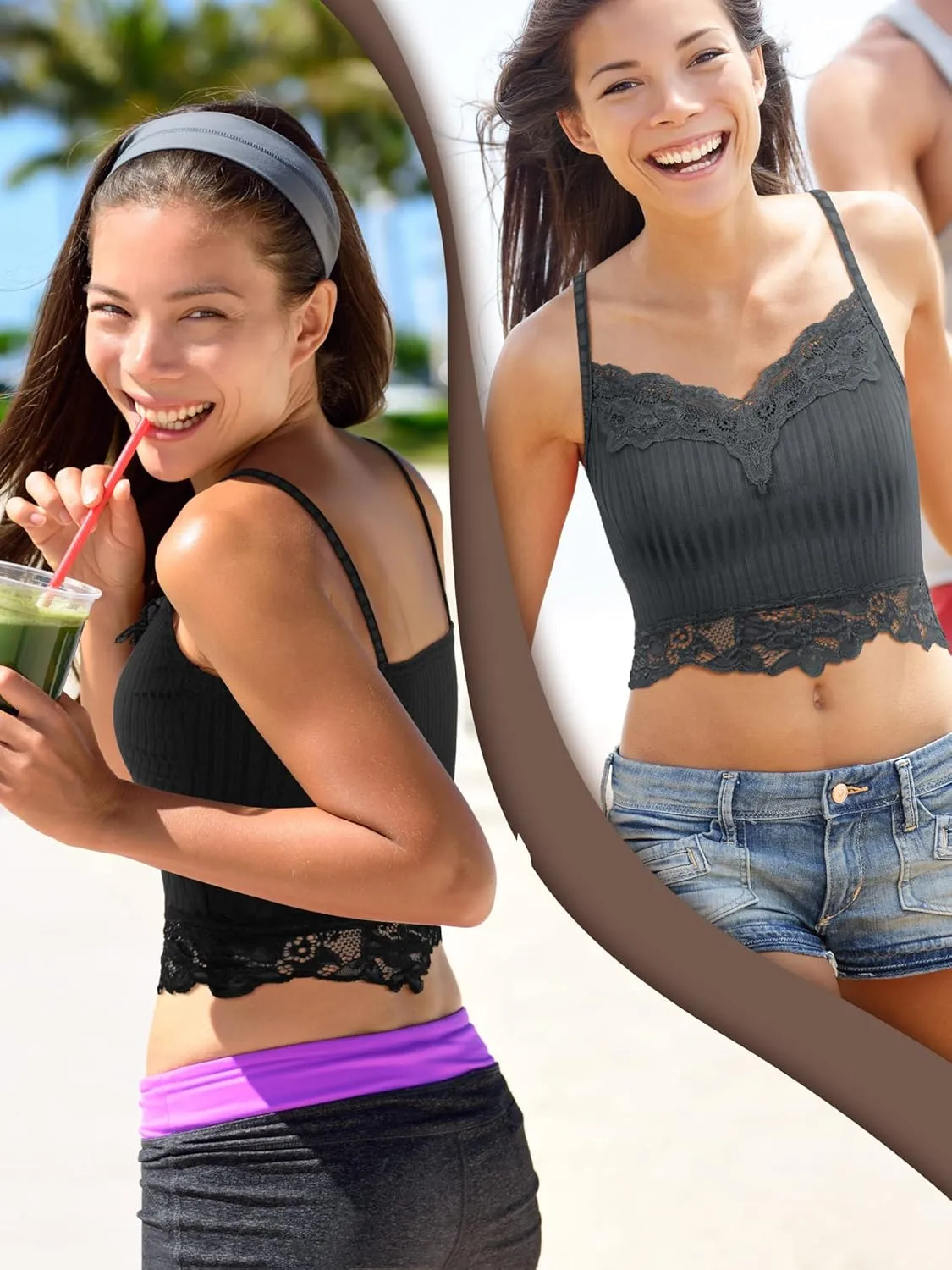 Bencailor 4 Pcs Lace Y2k Tank Tops Fairy Grunge Clothes Crop Tops Lace Patchwork Cami Ribbed Knitted Tank for Women
