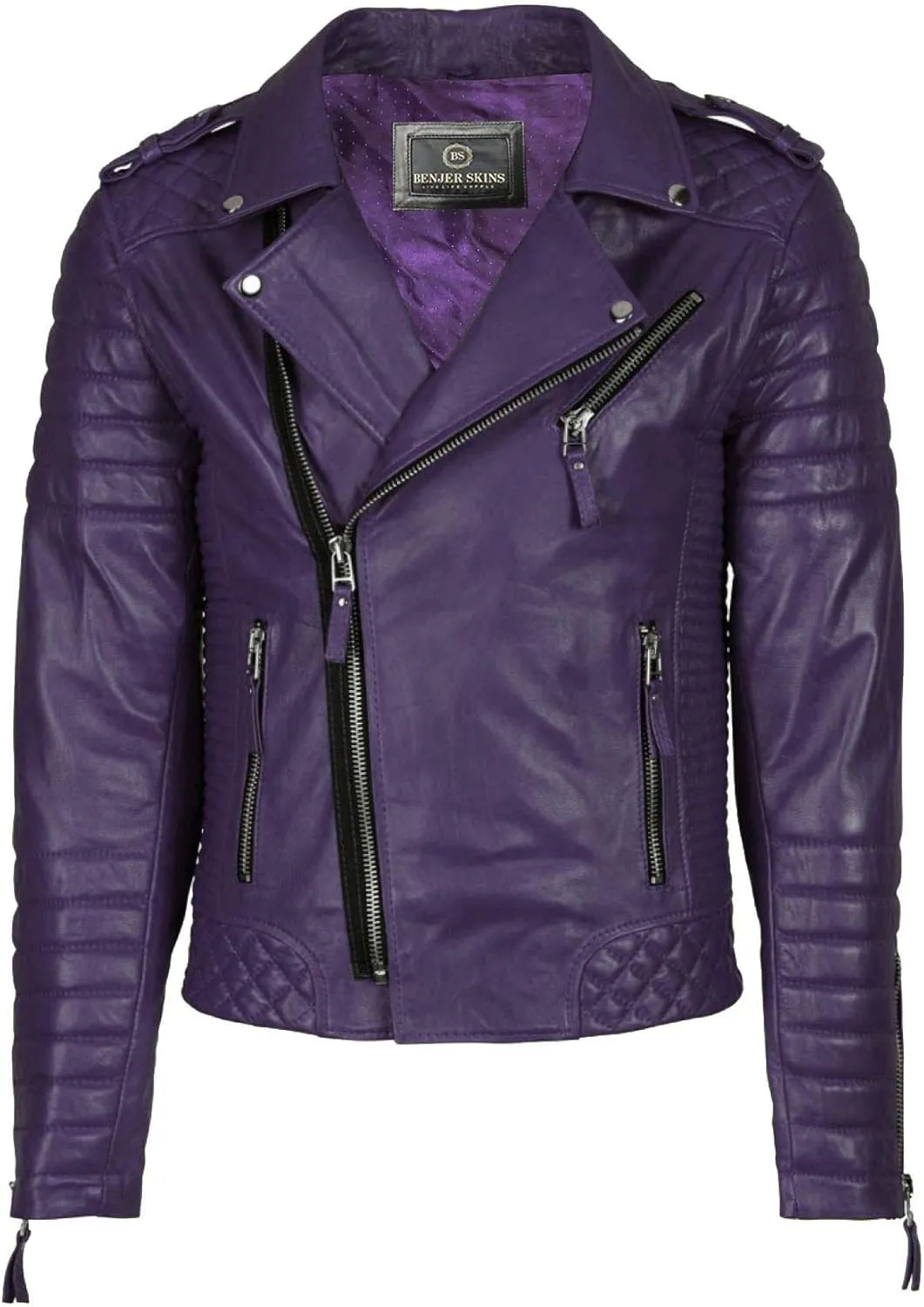 Benjer Skins Genuine Lambskin Leather Jackets For Men - Motorcycle Biker Leather Jacket Men BO 104