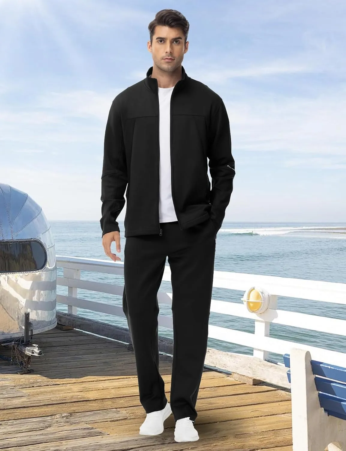 BGOWATU Men's Tracksuits 2 Piece Running Sports Sweatsuits For Men Full Zip Athletic Jackets and Pants Outfits