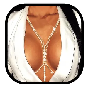 Bounzhi Sexy Rhinestone Body Chain Crossover Bra Crystal Body Jewelry Bikini Beach Body Necklace for Women (G)