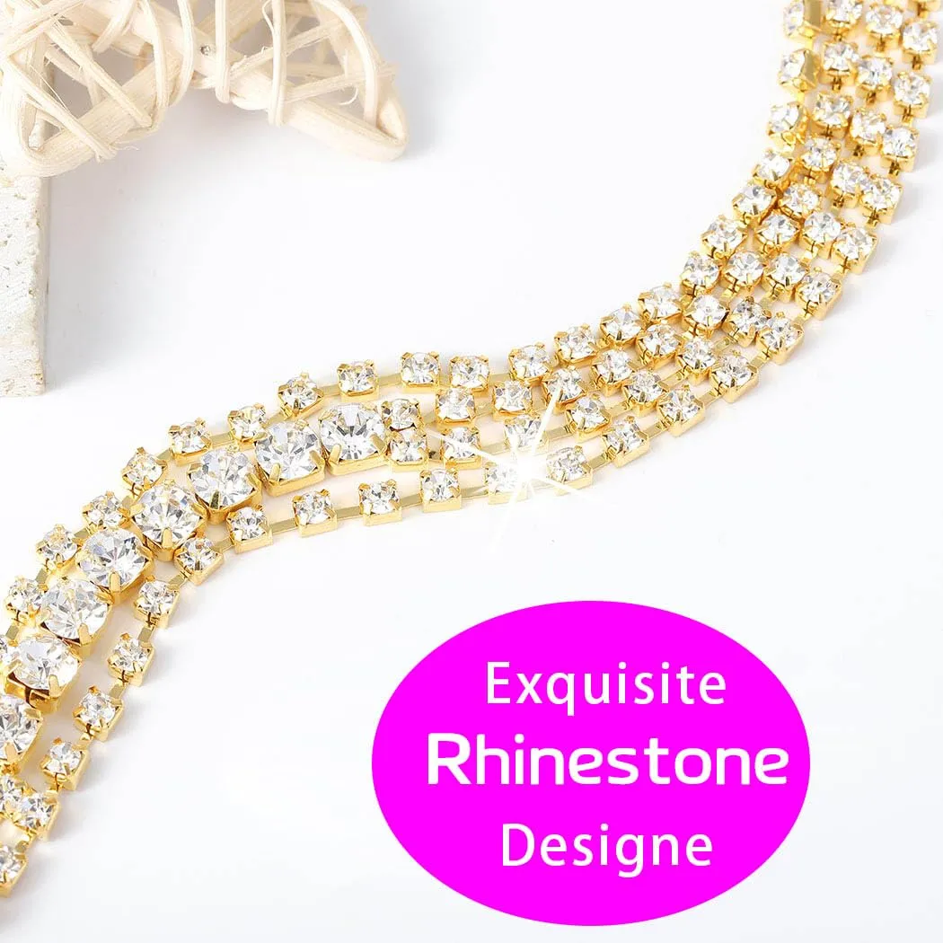 Bounzhi Sexy Rhinestone Body Chain Crossover Bra Crystal Body Jewelry Bikini Beach Body Necklace for Women (G)
