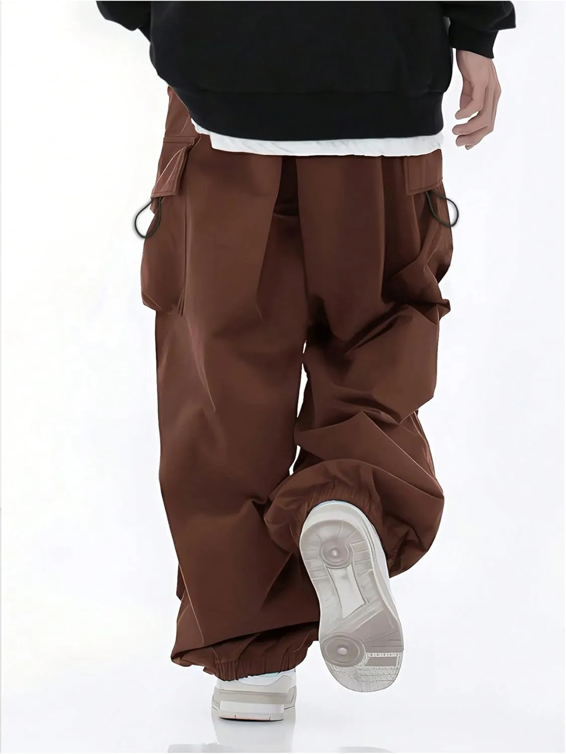Boy's Wide Leg Cargo Pants Drawstring Waist Baggy Track Pants Trousers Streetwear