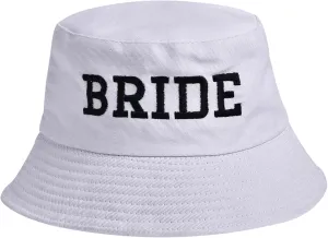 Bride Bucket Hat for Bachelorette Party Embroidered Sun Hat Bridal Shower Bride to be Gift White