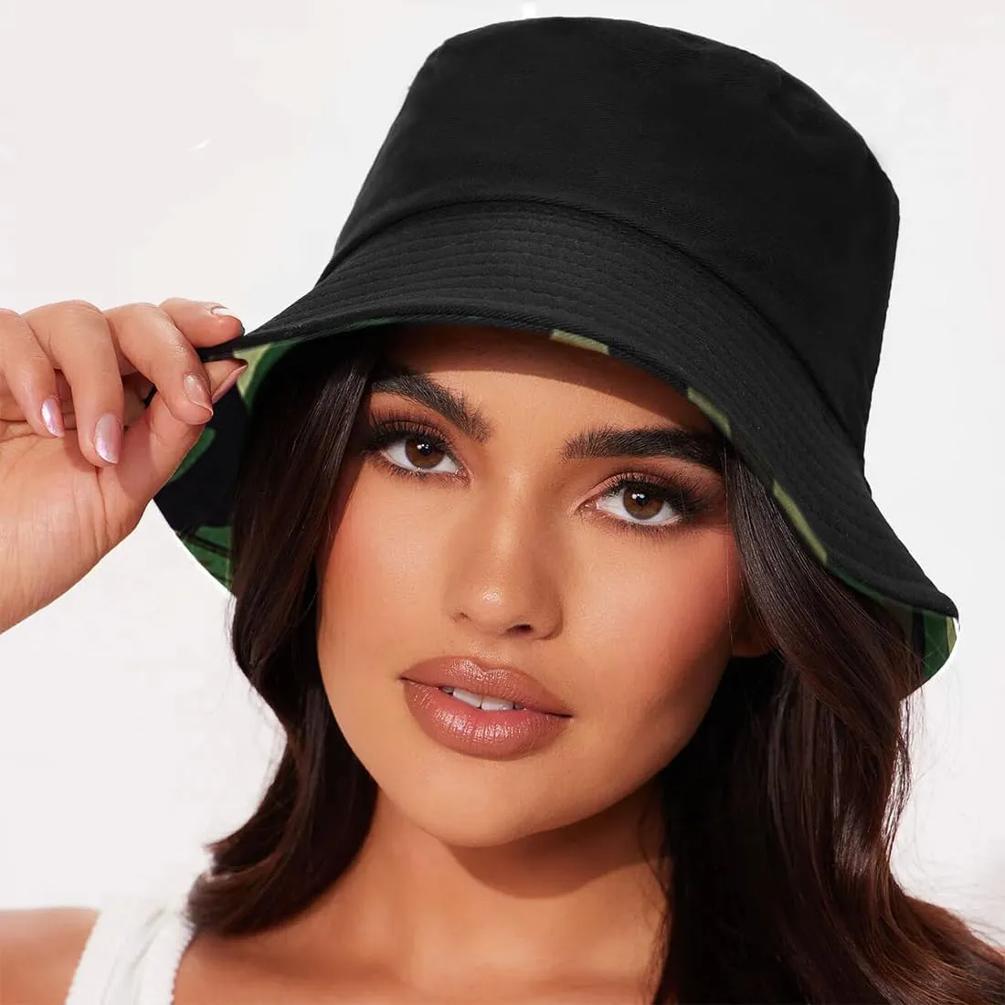 Bucket Hat Beach Sun Hat Fishing Hat for Women Men, Outdoor Travel Reversible Double Side Wear Fisherman Hat