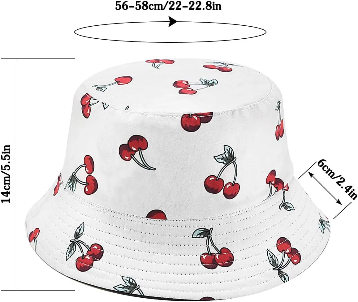 Bucket Hat Beach Sun Hat Fishing Hat for Women Men, Outdoor Travel Reversible Double Side Wear Fisherman Hat
