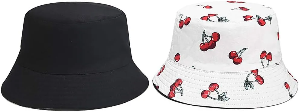 Bucket Hat Beach Sun Hat Fishing Hat for Women Men, Outdoor Travel Reversible Double Side Wear Fisherman Hat
